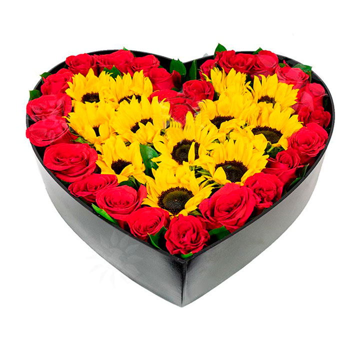Corazon-Girasoles-y-Rosas_Flores Cali es Cali