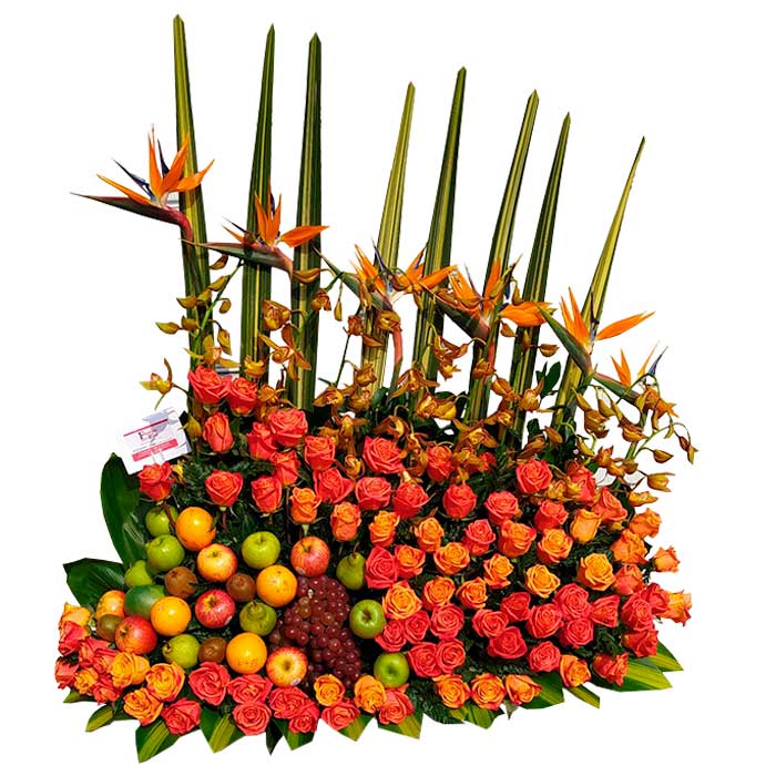 Gran-Arreglo-floral-con-Frutas_Floristeria en cali