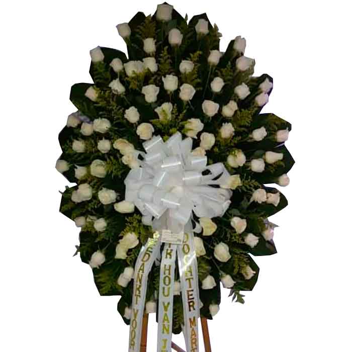 Corona Fúnebre Rosas Blancas _Floristerias-En-Cali