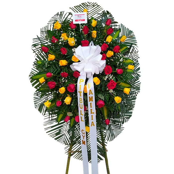 Corona-Funebre-Amarilla-con-Rojo-Floristerias-en-Cali-
