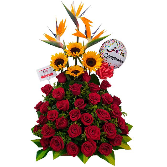 Arreglo-Floral-Aves-del-Paraiso-y-Rosas--Floristeria-en-Cali
