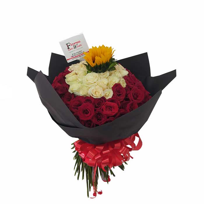ramo-de-girasoles-con-rosas---floristerias-en-Cali