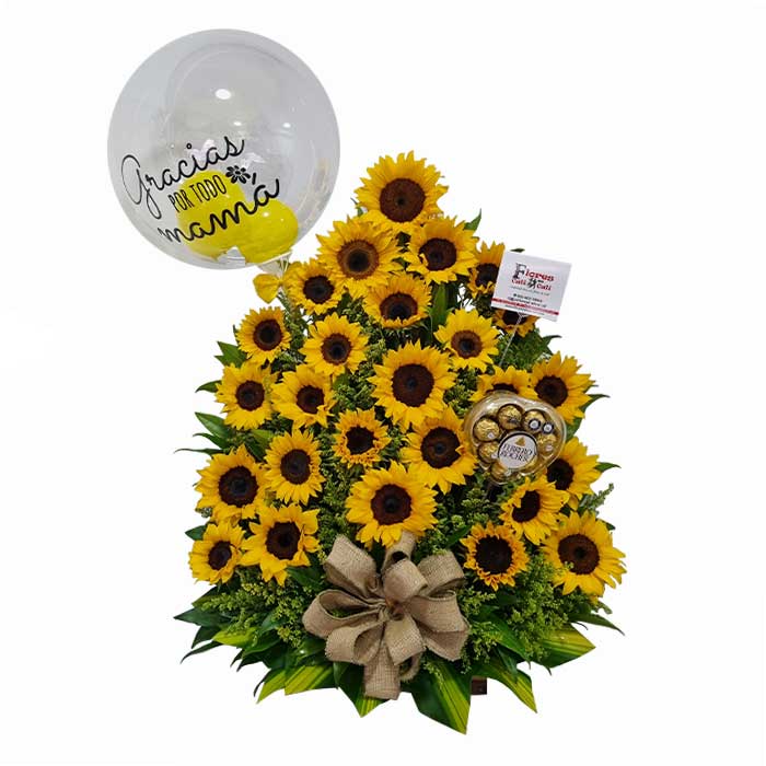 ramo-de-girasoles-con-chocolates-Floristerias-en-cali