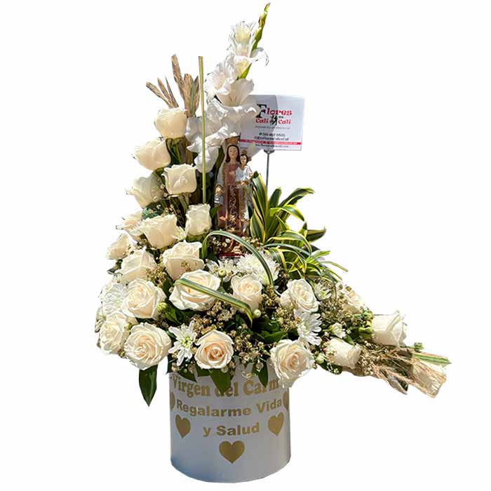 Ramo de flores para la virgen en Cali