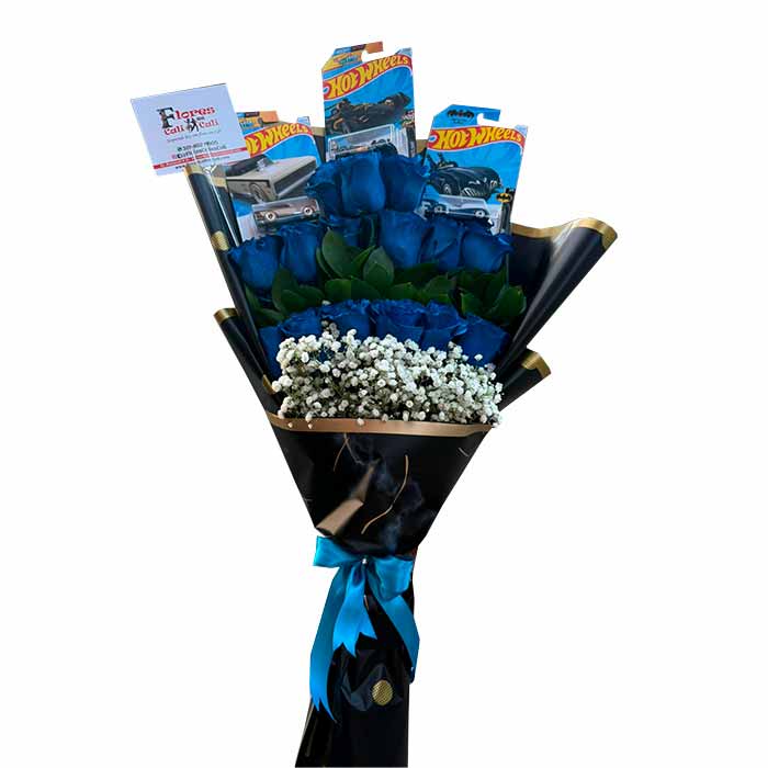 Carros Hot Wheels y Rosas Azules en Cali