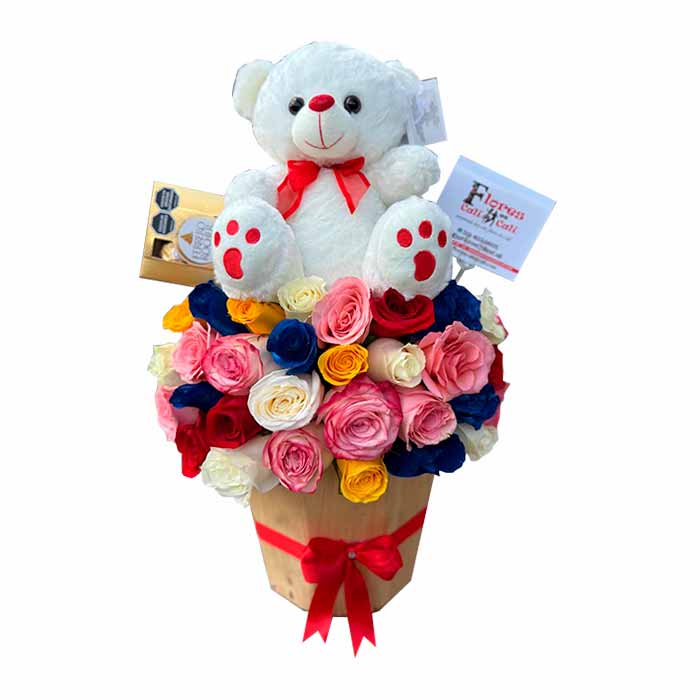 arreglo de flores colorido para cumpleaños en Cali