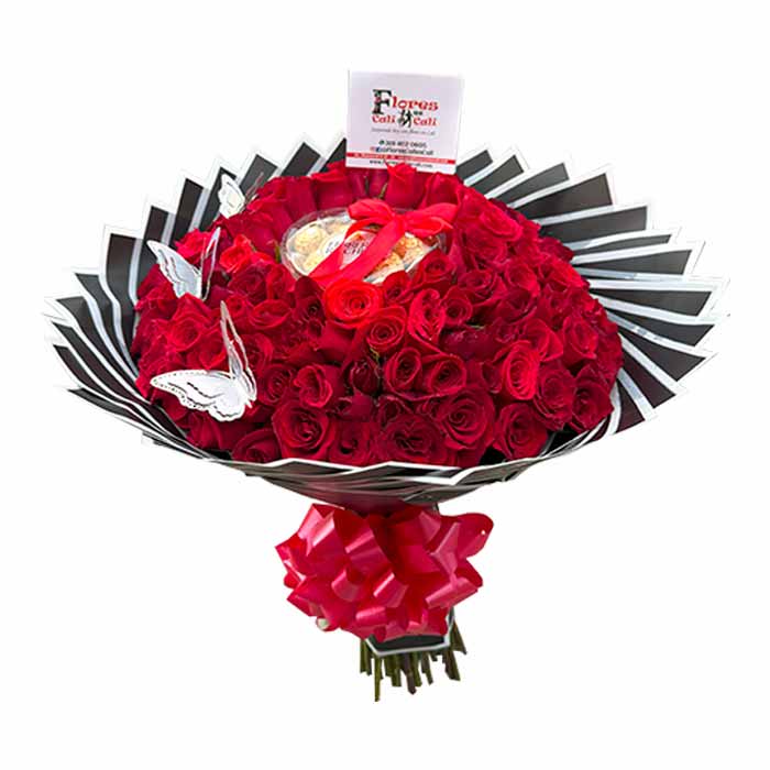 Ramo buchon de Rosas Rojas en Cali