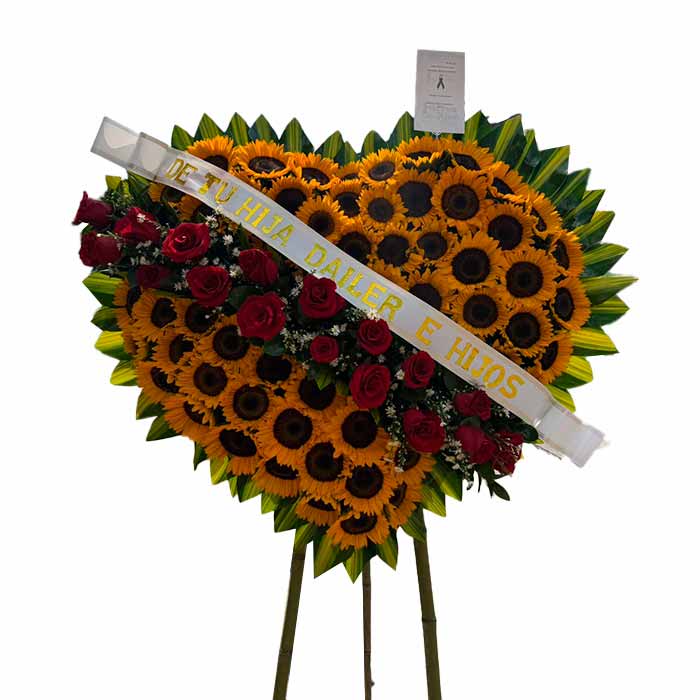Corona-Funebre-Corazon-de-Girasoles-en-Cali
