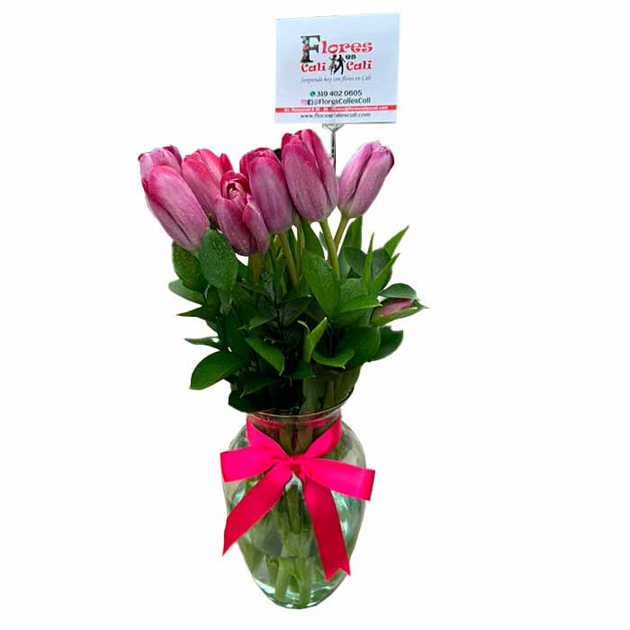 Jarron-de-Tulipanes-Fucsias-en-Cali