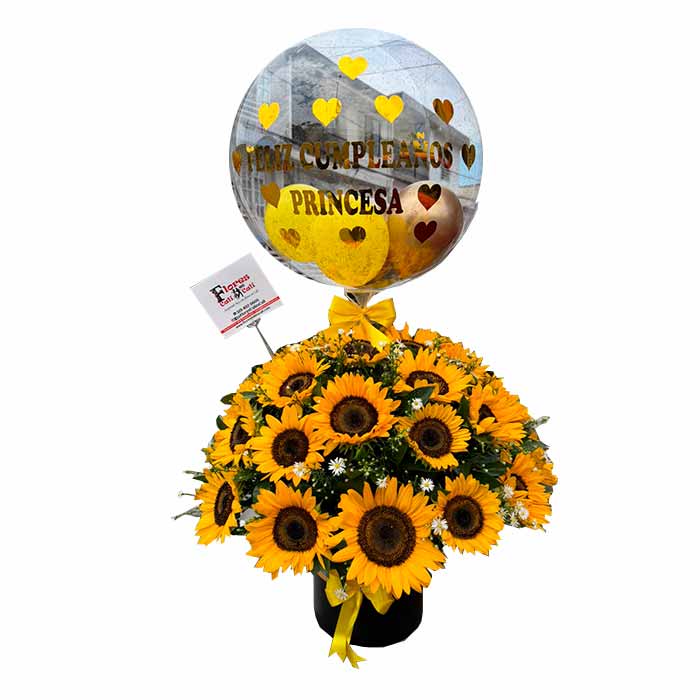 Ramo de Girasoles Redondo Feliz cumpleaños en Cali