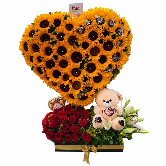 Corazon-con-rosas-y-Girasoles-Amarillos-en-Cali